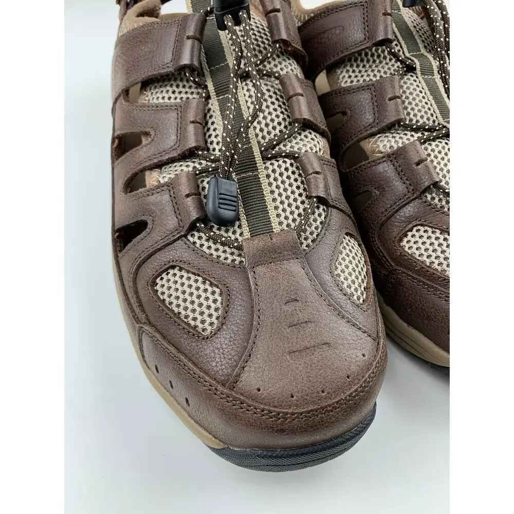 Orthofeet Sandals Fisherman Closed Toe Brown Leather Comfort 593 Mens 12 4E Wide